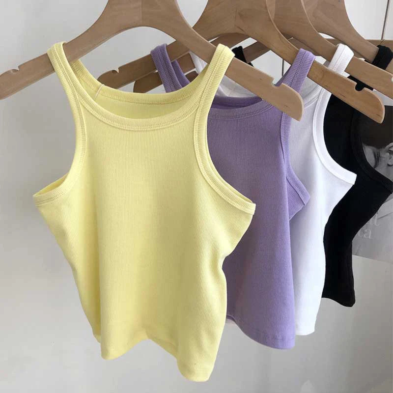 2024 Women Tank Tops Sexy Cropped Top Female Women Summer Camisole Camis Black White Sport Clothes For Women