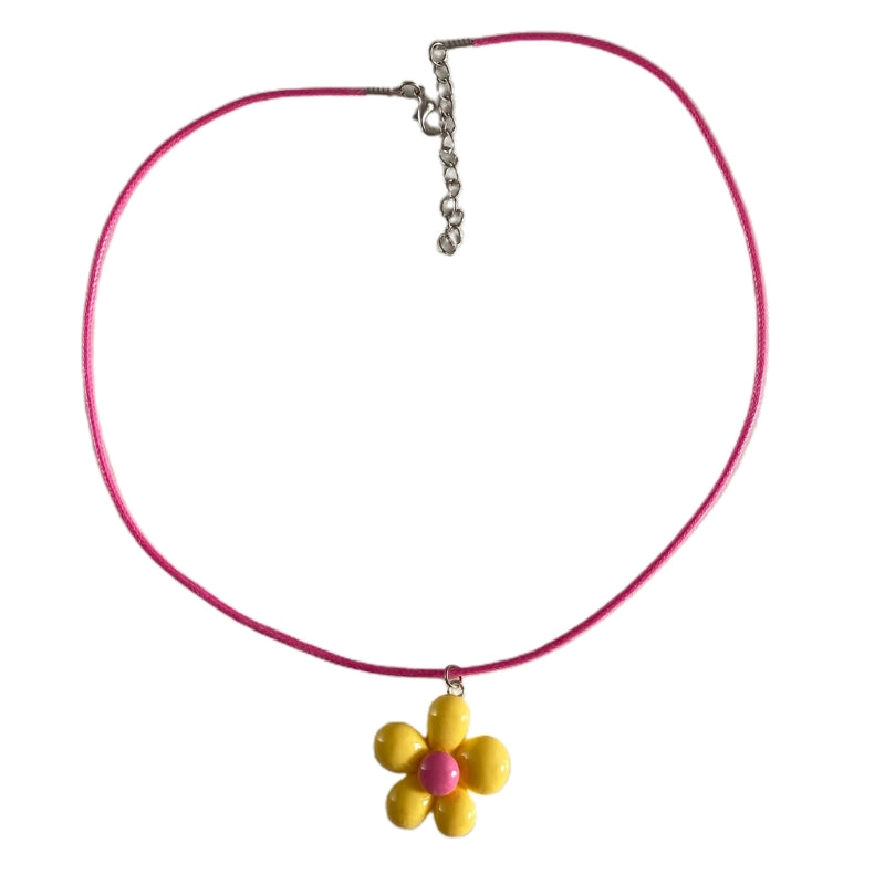 Colorful Flower Necklace Statement Pendant Necklace Floral Design Neck Jewelry Rope Necklace Perfect Gift for Women Girl
