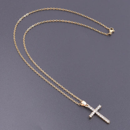 Women Necklace Jewelry Chain Fashion Cross With Rhinestone Pendant Necklace Stainless Steel Choke Ring Women Accessories New