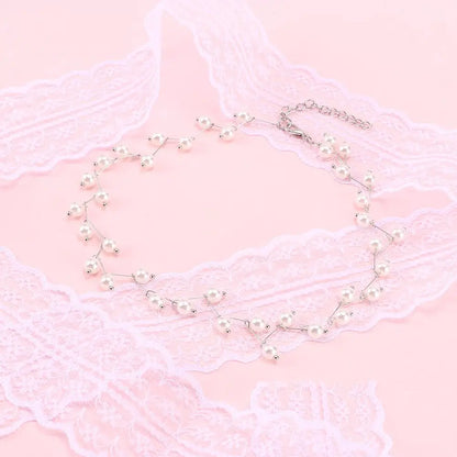 Wedding for Women Bride Necklace Elegant Collar Simulated Pearl Clavicle Chain Female Jewelry
