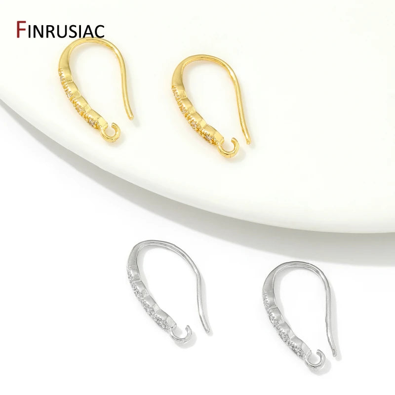 18K Gold Plated Brass Crystal Earrings Findings Earwire Clasps Hooks For DIY Women Handmade Earrings Accessories Wholesale