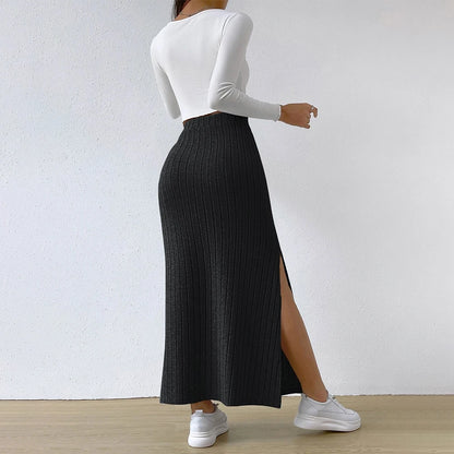Women Skirt Spring Summer  High Waisted Elastic Slim Hip Knitted Sexy Bodycon Midi Skirt Female Clothing M L XL XXL