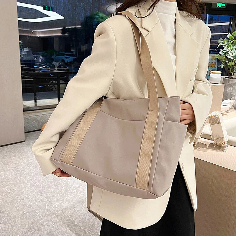 Women's Bag Solid Color Tote Bag Commuting Shoulder Bag Leisure Simple Mommy Go Out Bag Large Capacity Nylon Handbag