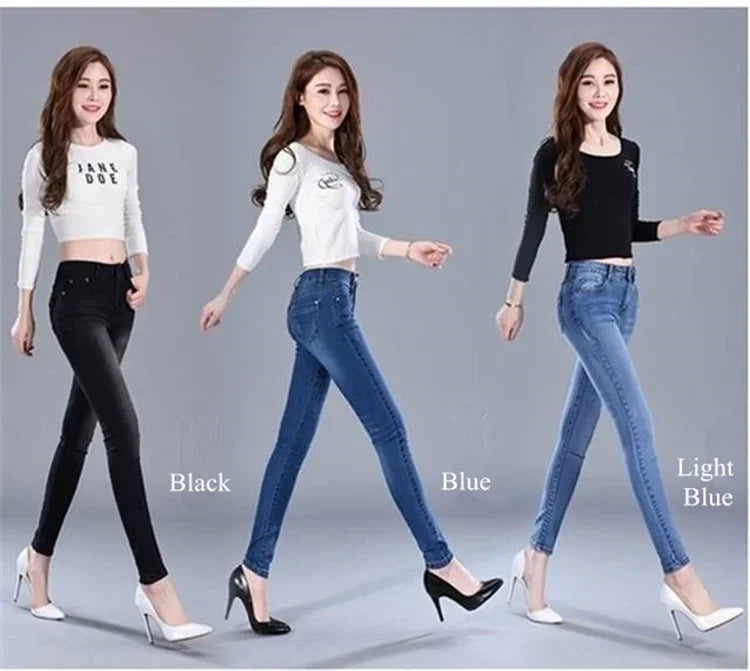 2023 New Jeans For Women Skinny High Waist Stretch Waist Feminino Pants Female denim Blue Black Trousers Pencil Jeans
