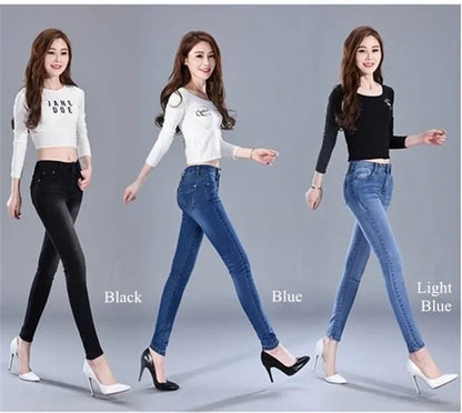 2023 New Jeans For Women Skinny High Waist Stretch Waist Feminino Pants Female denim Blue Black Trousers Pencil Jeans