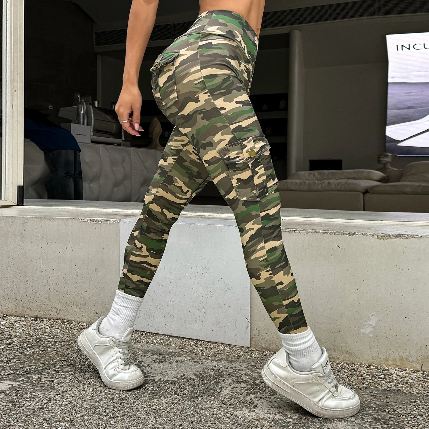 New Camouflage Printed Yoga Pants Women's High Waist Butt Lifting Workout  Tights Push Up Fitness Leggings Gym Activewear