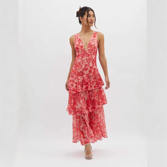 Women's Dresses Sexy Hanging Neck Dress Summer Ladies Chiffon Ruffled Hem Dress Fashion Beach Vacation Dress for Female 2025 New