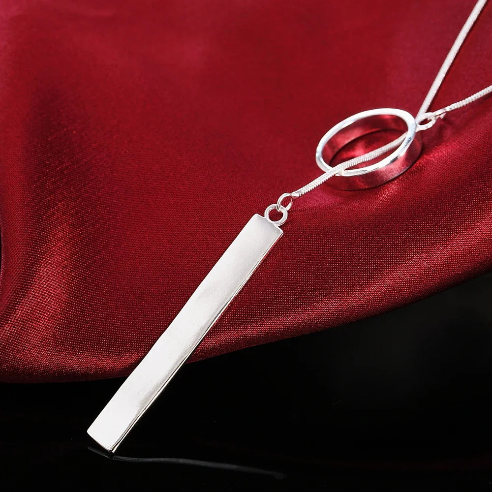 New 925 Sterling Silver Necklace for Women Jewelry 18 Inches Creative Round Pendant Fashion Christmas Gifts Wedding