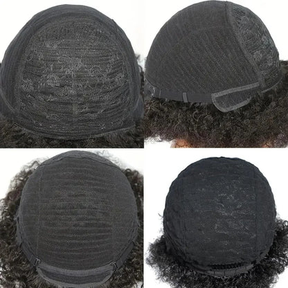 Wigs for Women Curly Wig with Bangs Full Machine Made Wig Machine Made Short Human Hair