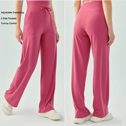 Yoga Pants Women Wide Leg Pants with Pockets High Waist Stretch Work Dress Pants Buttery Soft Casual Lounge Sweatpants Comfy