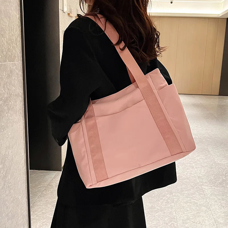 Women's Bag Solid Color Tote Bag Commuting Shoulder Bag Leisure Simple Mommy Go Out Bag Large Capacity Nylon Handbag