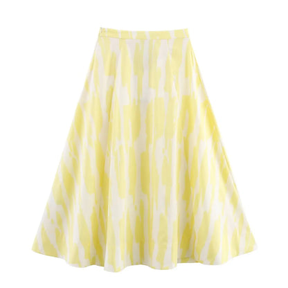 Women's Skirts Summer 2025 New Print Elegant Women's High Waist Skirts Chic Casual Joker Summer Travel Youth Skirts