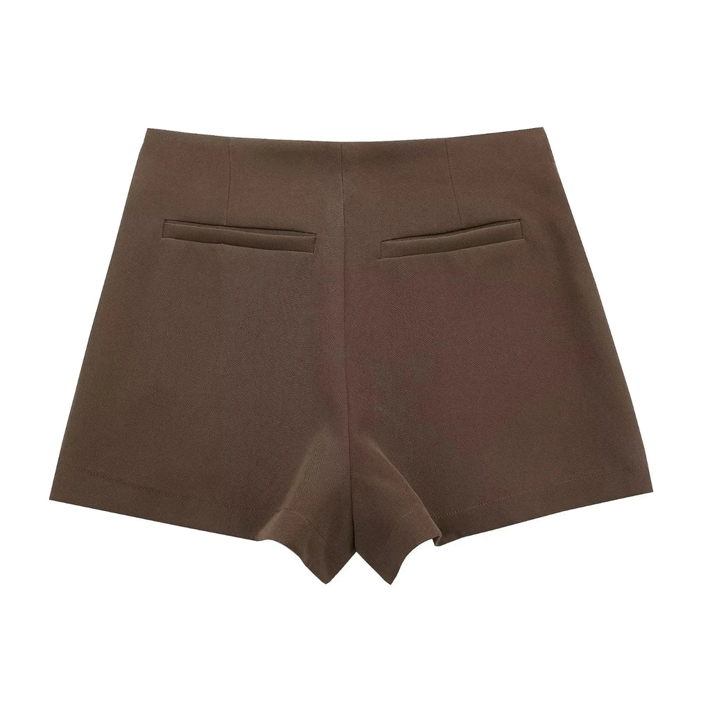TRAF Women's Skort High Waist Brown Skirt Pants Stylish Summer Pink Black Mini Skirt Shorts Asymmetric Casual Off White Skort