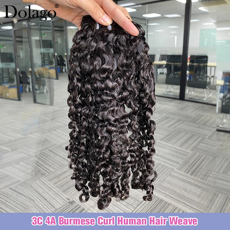 3C 4A Burmese Curly Hair Bundles Virgin Human Hair Weft Vietnamese 100% Raw Human Hair Extensions Unprocessed Weave Wholesale