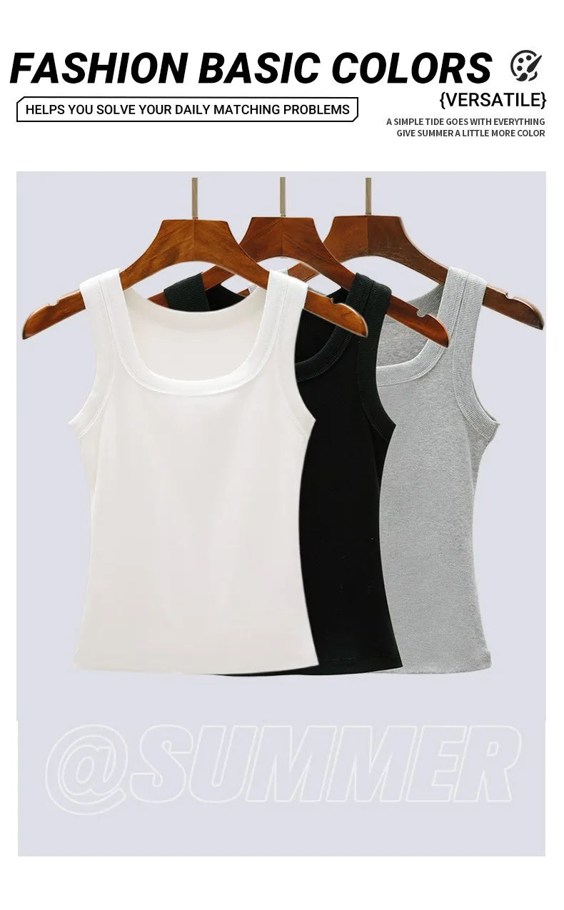 Camisole Tank Soft Top For Women Summer Outfits Tight And Sexy Tank Top Knitted Bottom Shirt And Sleeveless Top For Outerwear