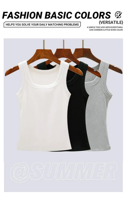 Camisole Tank Soft Top For Women Summer Outfits Tight And Sexy Tank Top Knitted Bottom Shirt And Sleeveless Top For Outerwear