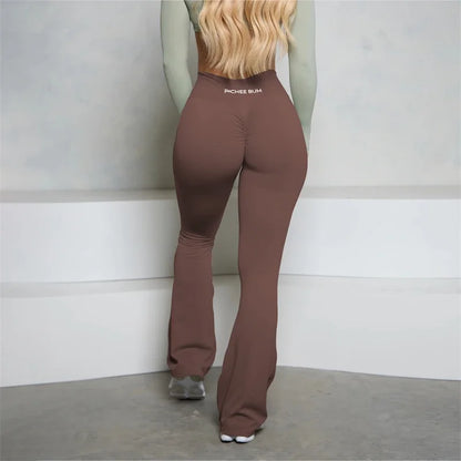 Bum New Yoga Pants Flare Scrunch Butt Pants Women Bell Bottoms Yoga Leggings High Waist Gym Fitness Pants Stretch Workout