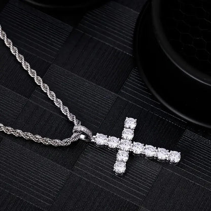 Huitan 60Cm Twisted Chain Long Necklace for Women/Men Fashion Luxury Cubic Zirconia Cross Pendant Necklace Gift Love Accessories