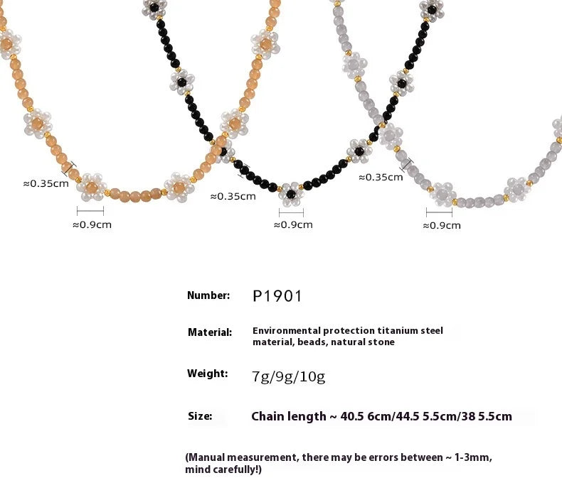 Women's Necklace Elegant Handmade Bead Color Natural Stone Woven Collarbone Chain Fashionable and Versatile Jewelry Accessories