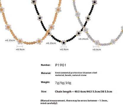 Women's Necklace Elegant Handmade Bead Color Natural Stone Woven Collarbone Chain Fashionable and Versatile Jewelry Accessories