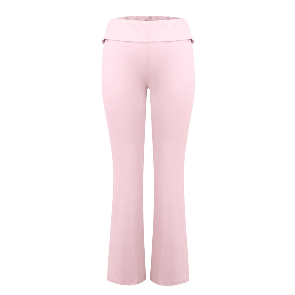 Long Pants Women Fashion Trousers Solid Elastic Leggings Flare Bottoms High Waist Wide Leg Athletic Yoga Bell Pants Summer