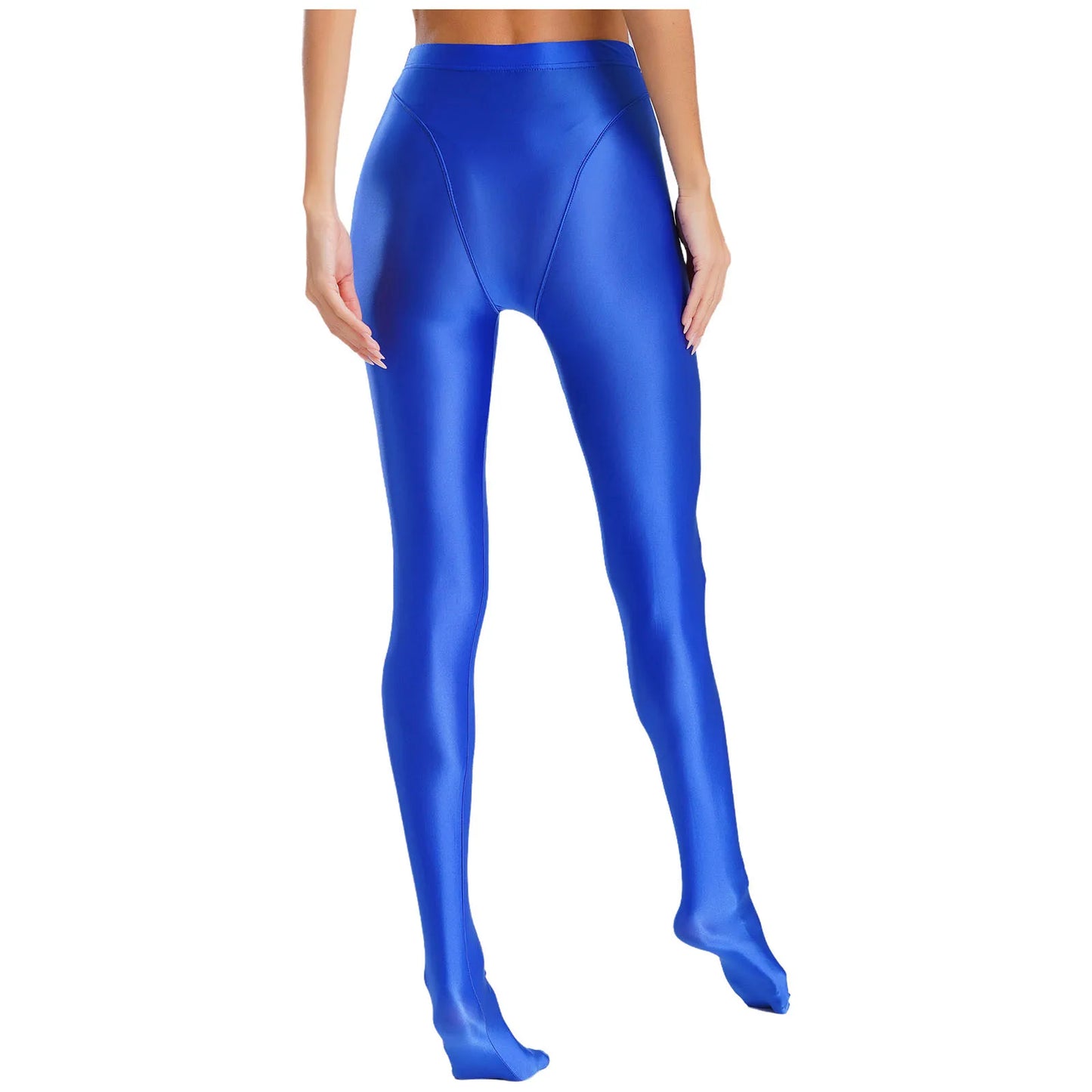 Womens Gymnastic Yoga Pants Leggings High Waist Stretchy Glossy Pantyhose Silky Skinny Pantyhose Role Play Nightclub Wear