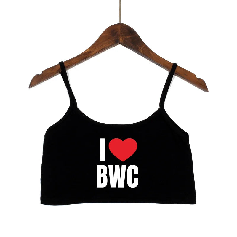 Sexy Tops for Women Hot Girls Clothes I Love BWC Black Crop Top Seamless Sleeveless Tank Tops Camis Backless Camisole White Top