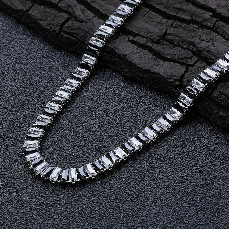 Tennis Necklaces Set for Women Girls,Hip Hop Black White Square Zircon Collars, Chic Jewelry Set Gifts to Mom Wife GF