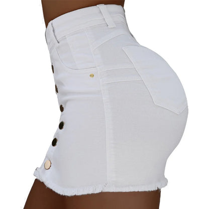 Women's Clothing Skirts 2025 new casual fashion high waist solid color hip hugging short skirt denim single breasted half skirt