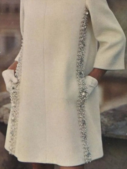 Womens Dresses Evening Dresses Fashion Casual Long Sleeves Loose Sequined Solid Color Elegant Round-neck Mini Dresses