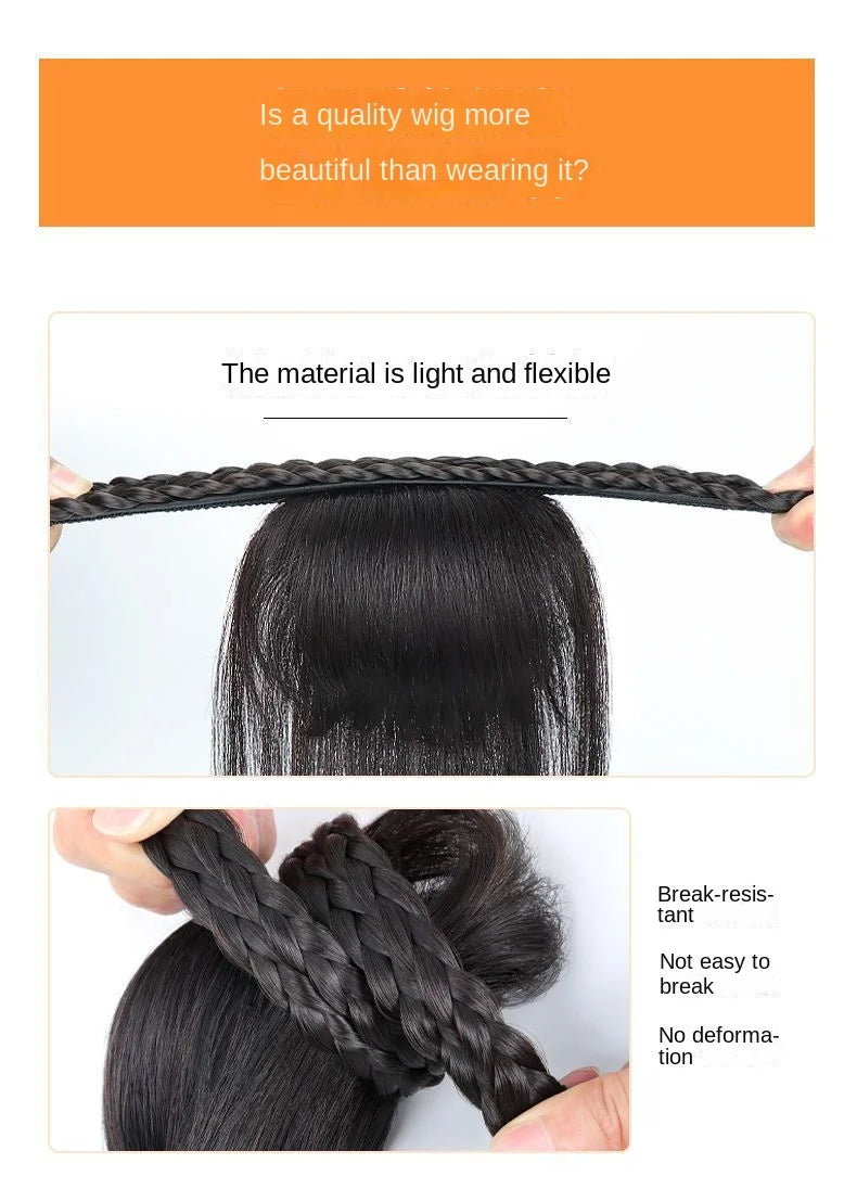 Wig Bangs Headband Synthetic Bangs Hair Extension Fake Fringe Natural Hair Clip on Hairpieces for Women Invisible Natural Clip