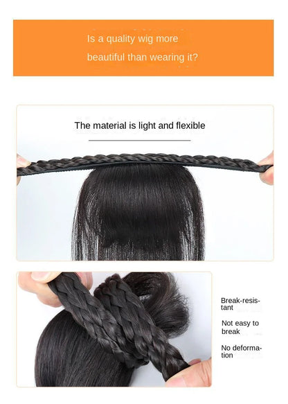 Wig Bangs Headband Synthetic Bangs Hair Extension Fake Fringe Natural Hair Clip on Hairpieces for Women Invisible Natural Clip