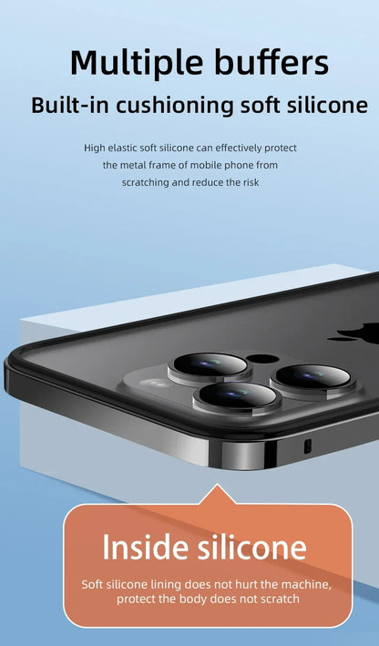 Hybrid Silicone Frame Aluminum Metal Phone Cases For iPhone 16 15 Pro Max 14 13 12 Better Heat Bumper