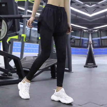 Yoga Pants Leggings Two-piece Skirt Style Quick-drying Workout Yoga Pants Women Pockets Sport Trousers Leggings