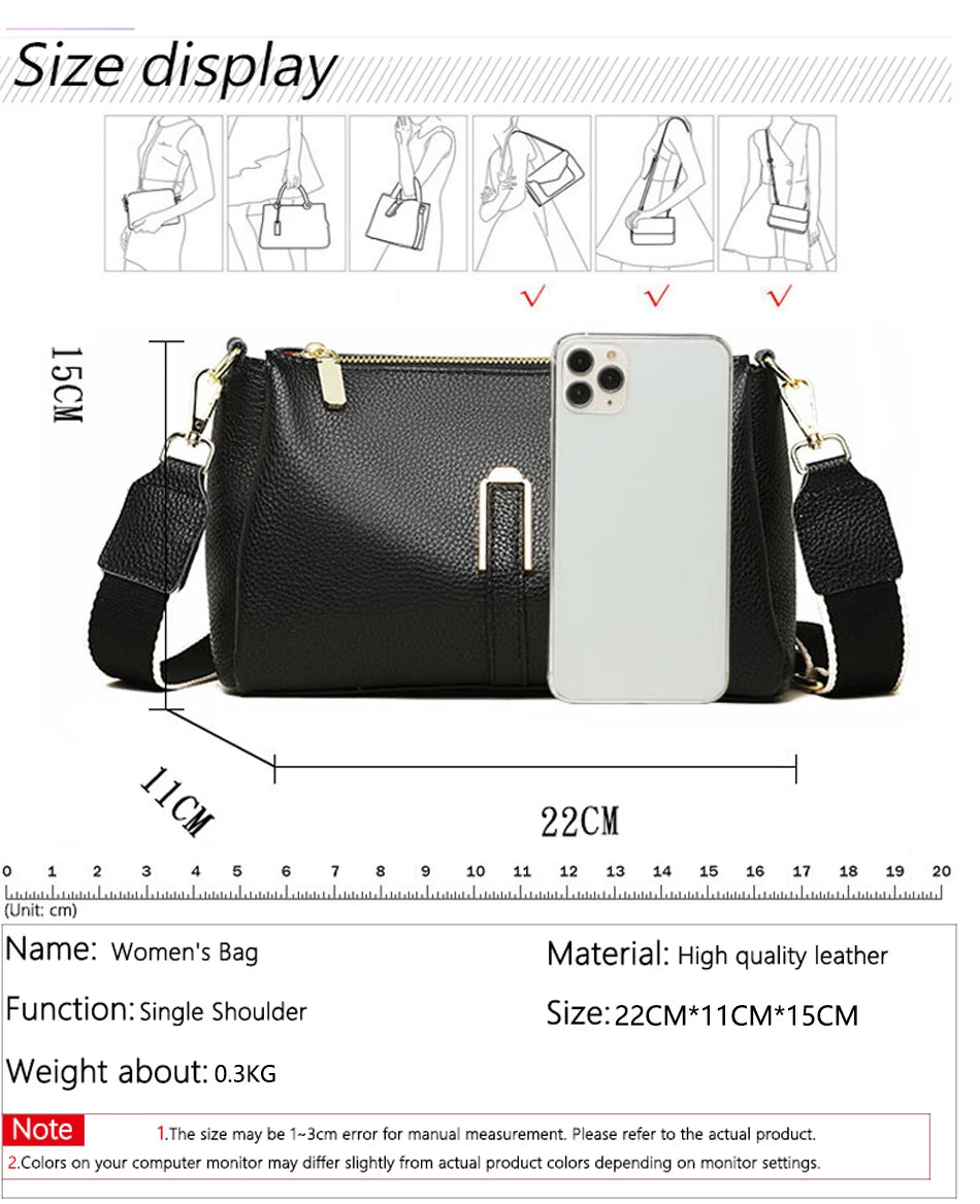 Women's Bag Handbag Fashion Female Messenger Phone Bag 2024 Luxury Cow Leather Women Shoulder Crossbody Bag