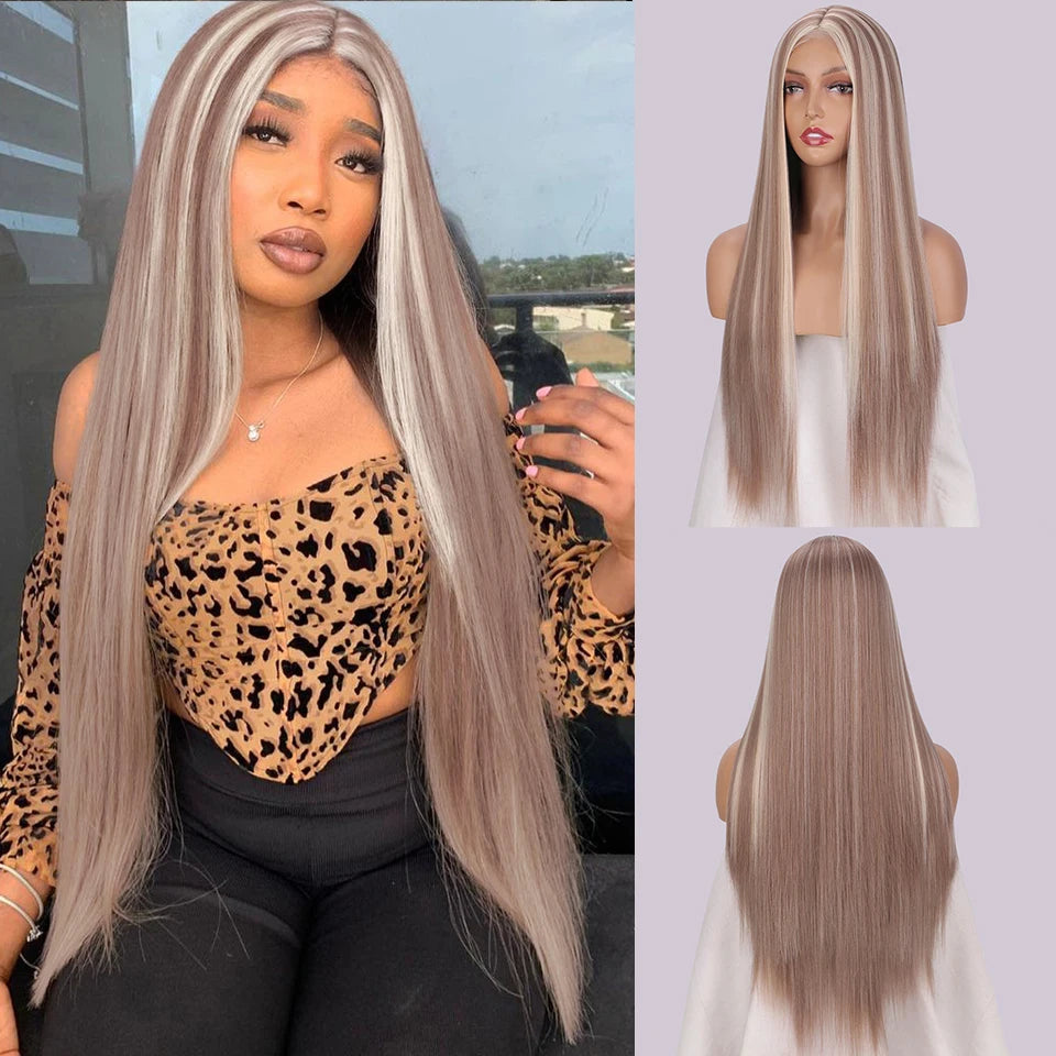 I's a wig Long Straight White Cosplay Wigs Synthetic Wigs for Women 60 613 Blonde Grey Pink Black Color for Daily Party Lolita