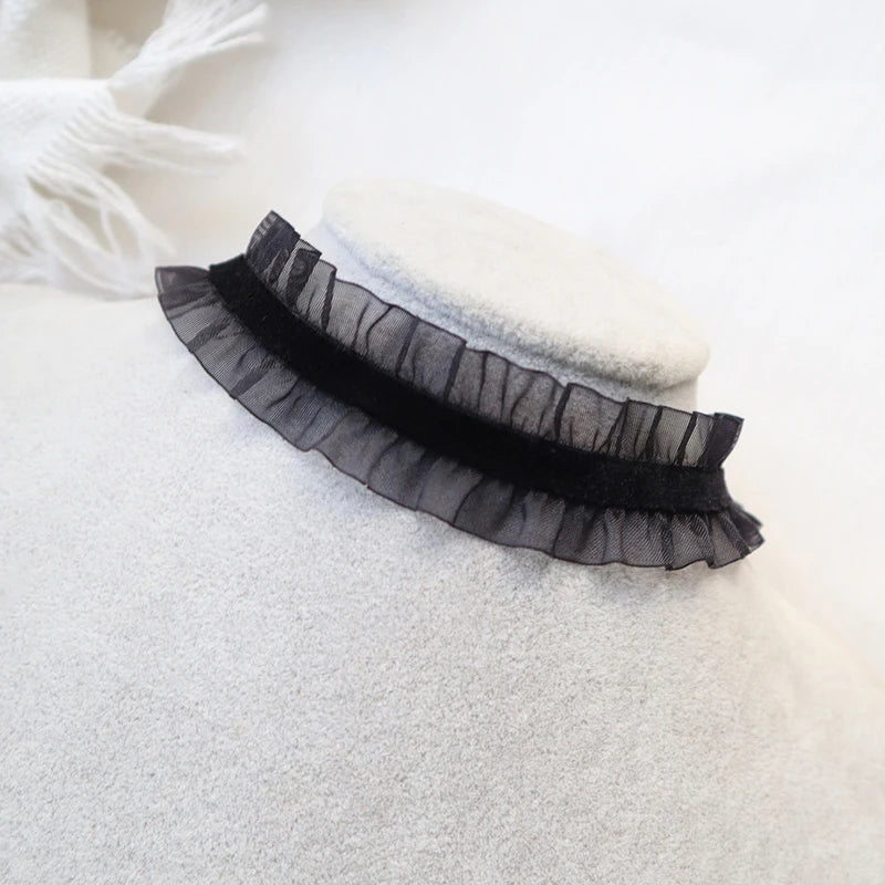 Black Choker Necklace For Women Elegant Lace Velvet Stretch Chain Gothic Flower Short Clavicle Neck Cord Aesthetic Jewelry Gift