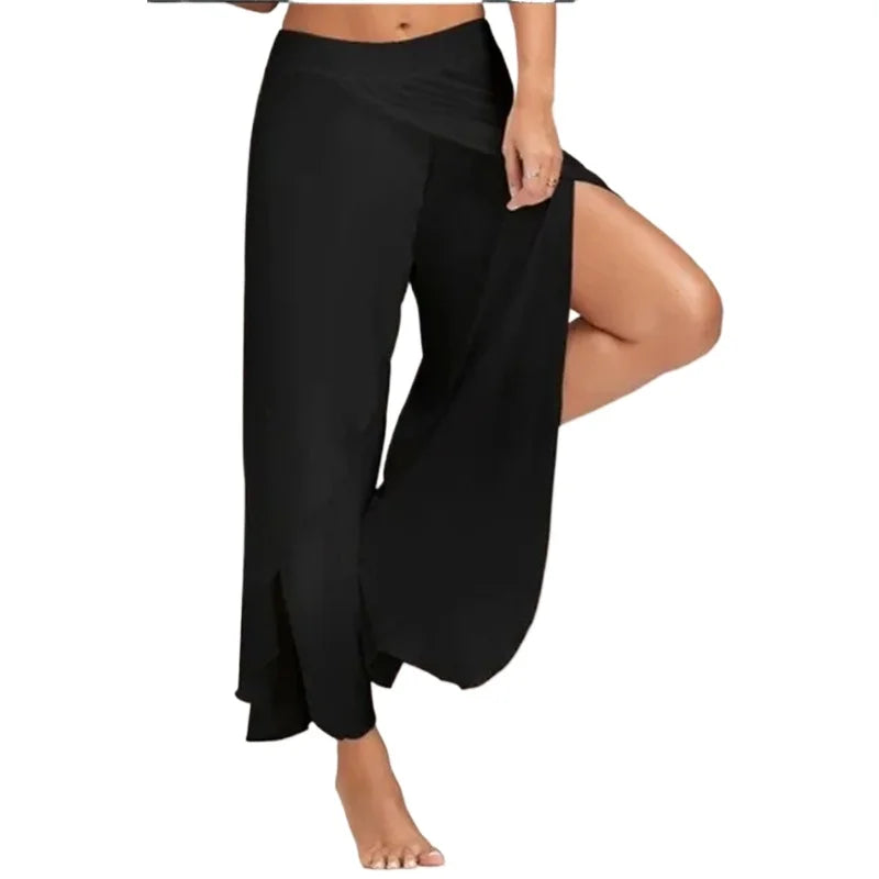 European and American Summer Women's Pants Sexy Cross Sexy Wide Leg Yoga Pants  Yoga pants