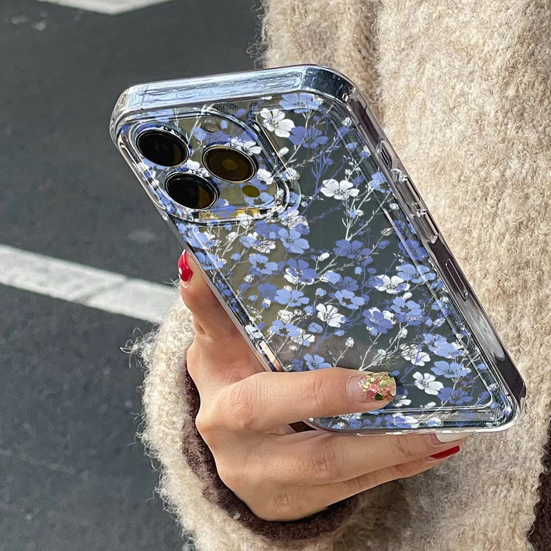 Flower Case For iPhone 11 Cases iPhone 15 12 13 14 16 Pro Max X XR XS Max 14 15 Plus 16Pro iPhone16 Clear Shockproof Cover Funda