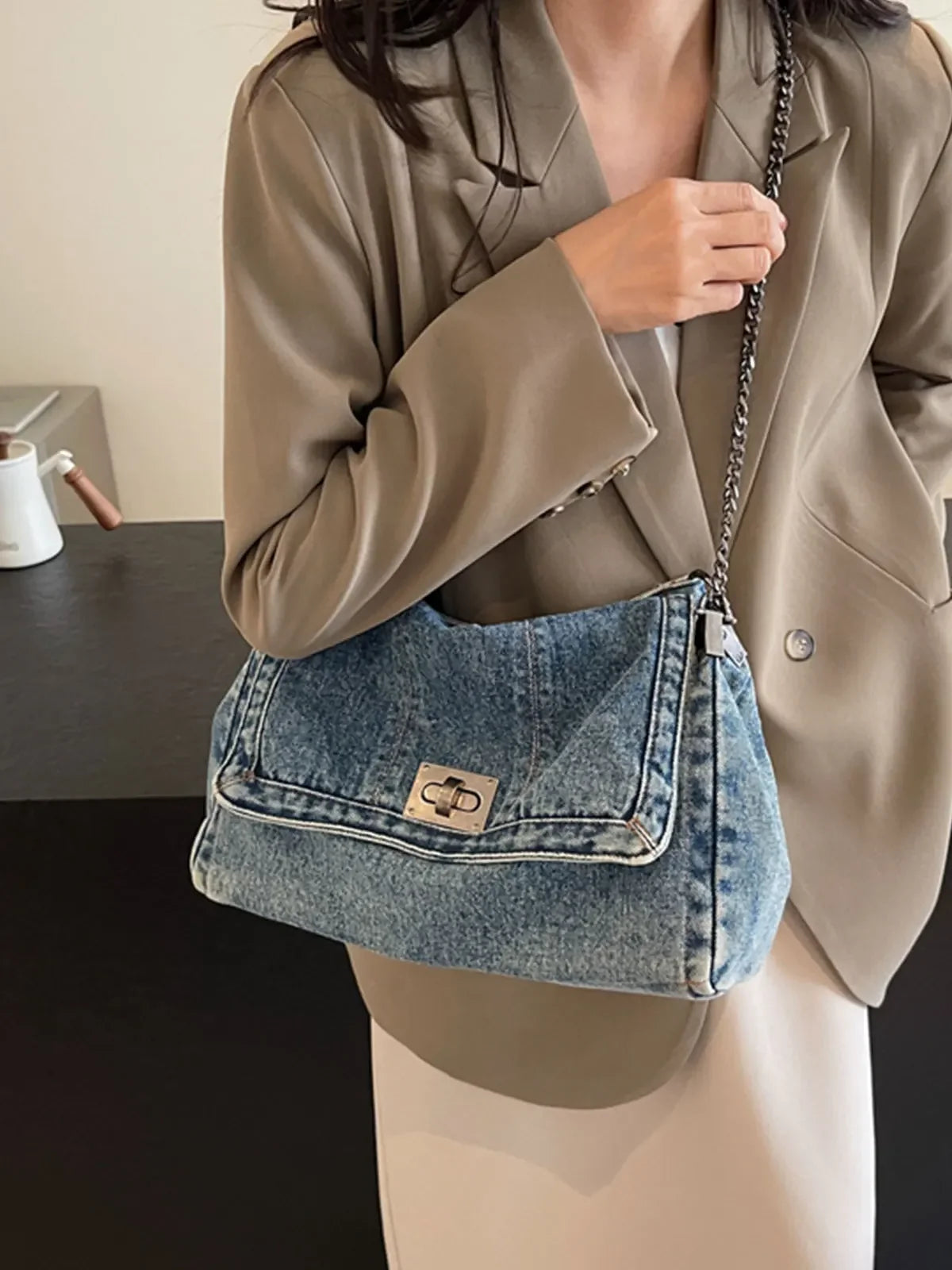 Denim bag women 2025 New fashion casual shoulder bags large capacity Tote Bag class commuting crossbody Bags for women bolsa sac