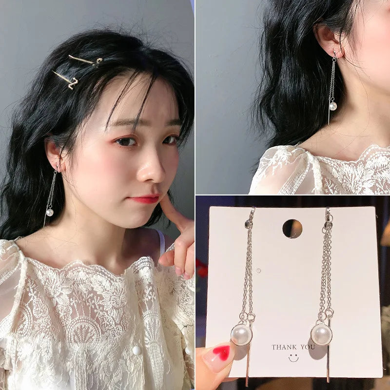 Korean Style Clip on Earrings No Pierced Earrings Women's Party Birthday Fashion Flower Heart Cute Cuff Earrings Ear Clip Gift
