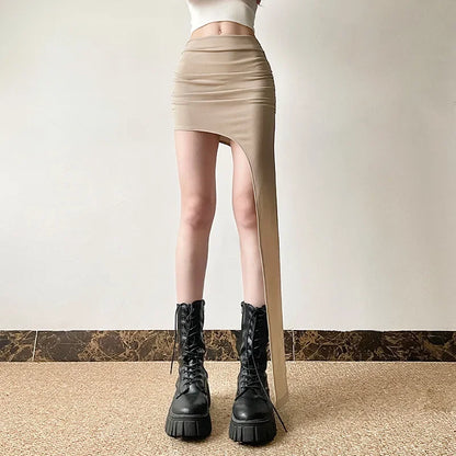 Slim Jupe Femme Été Korean Solid Color Skirts For Women Asymmetrical Y2k Clothes Fashion Clothing Sexy Mujer Conjuntos De Falda