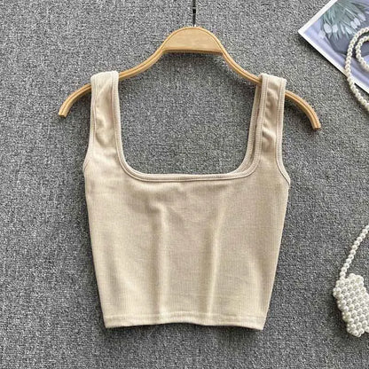 Tank Top Women Sexy Backless Y2k Top Slim Fit Bottoming Blouse Solid Crop Top Sleeveless Camis Mujer