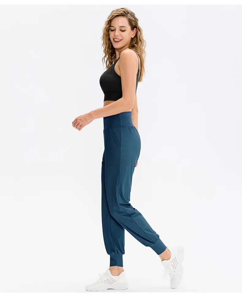 Women Loose Yoga Pants Running Sports Training Trousers with Pocket Casual Quick Dry Fitness Pants Thin for Spring Summer
