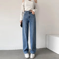 Women's Jeans Autumn High Waist Loose Straight Denim Pants Black Blue Fashion Korean Street Stretch Soft Comfortable Trousers