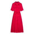 Women's Dresses New Spring 2025 Red Dress Elegant and Romantic Passionate and Unrestrained Belt Embellishment