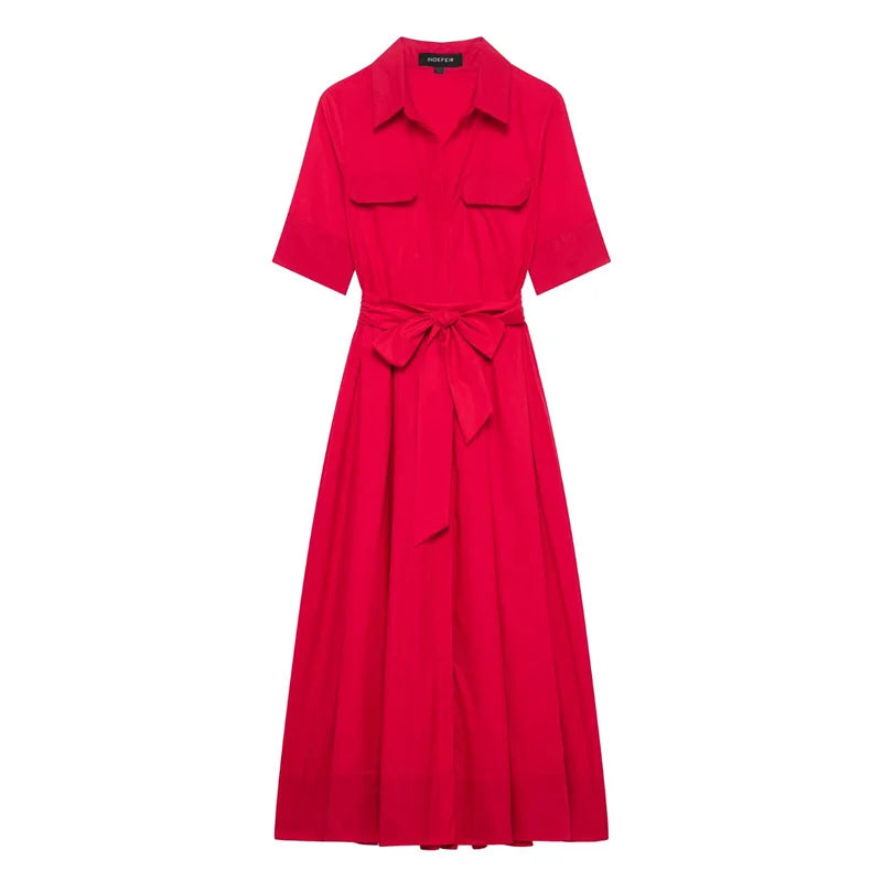 Women's Dresses New Spring 2025 Red Dress Elegant and Romantic Passionate and Unrestrained Belt Embellishment