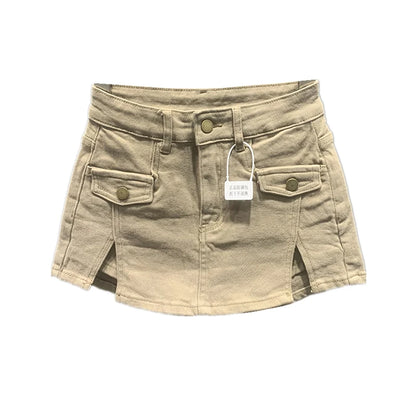 Women Khaki Denim Skirt Y2k Elegant A-Line Skirt Harajuku Korean Vintage Fashion 90s High Waist Jean Shorts Skirts 2000s Clothes
