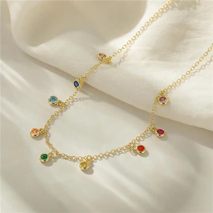 LENNIK 925 Sterling Silver French Elegant Round Fine Versatile Color Zirconium Women's Necklace Fashion Exquisite Chains Jewelry