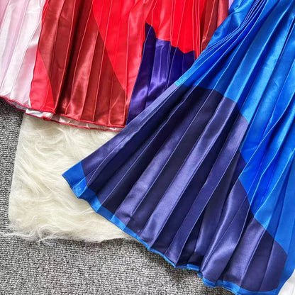 2025 Satin Long Skirts for Women Draped High Waist Midi Skirt Woman Summer Straight Women's Skirt Holiday Beach Women Skirt